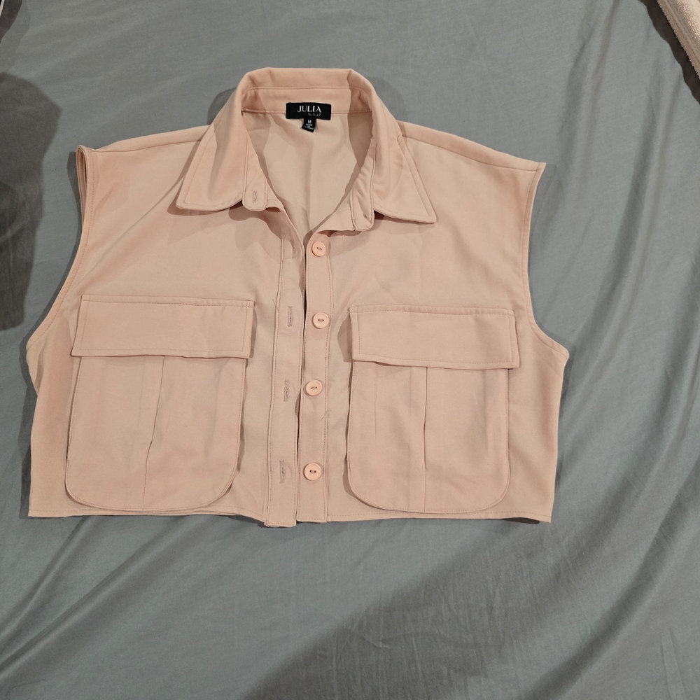 J. Lux Label Pink Sleeveless Button-Up Vest